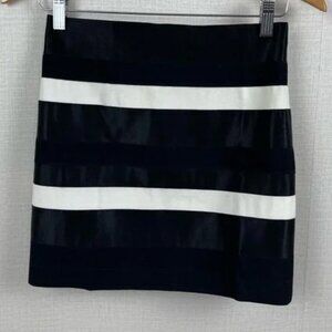 Alice + Olivia Black and White Striped Mini Skirt — Size 2